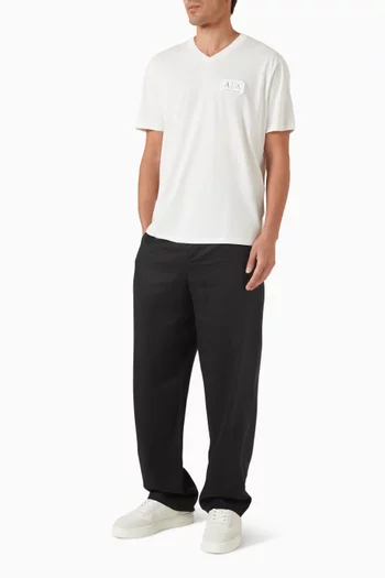 Logo V-neck T-shirt in Cotton