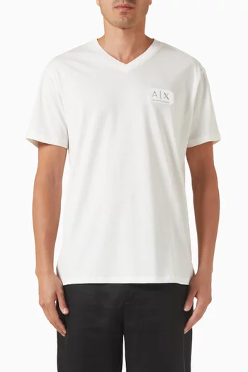 Logo V-neck T-shirt in Cotton