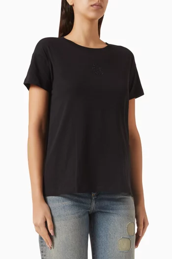 تي شيرت ايكون بويفريند بشعار الماركة قطن