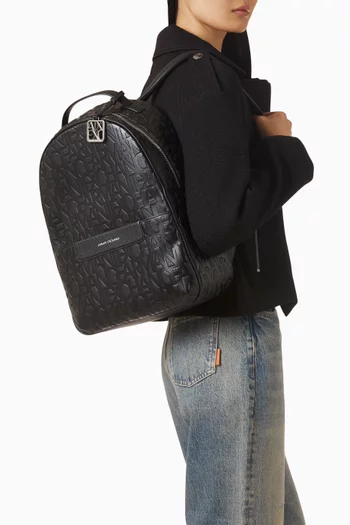 Logo Backpack in Faux Leather