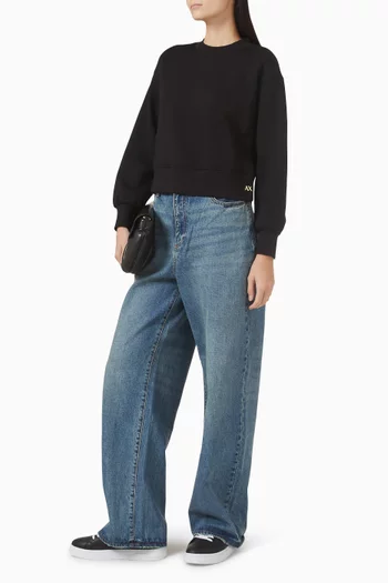 سويت شيرت بفتحة رقبة مستديرة قطن مطاطي مقوى