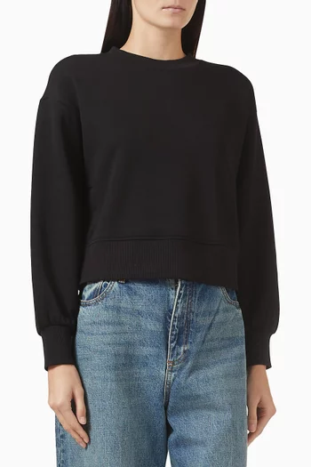 سويت شيرت بفتحة رقبة مستديرة قطن مطاطي مقوى