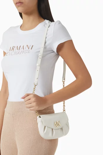 Mini Paige Logo Chain Crossbody Bag in Faux Leather