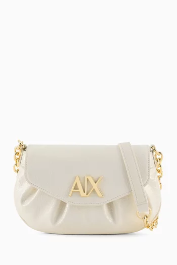 Mini Paige Logo Chain Crossbody Bag in Faux Leather