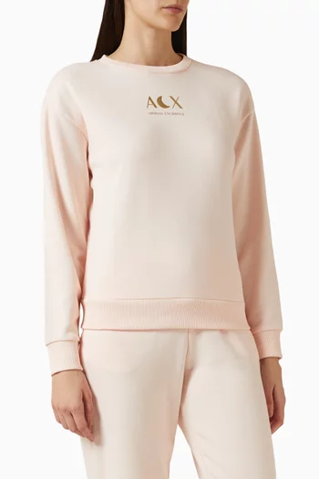 سويت شيرت بشعار الماركة مزيج قطن