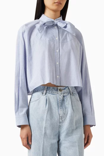 قميص بياقة بعقدة قطن