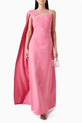 Slit Cape-style Maxi Dress