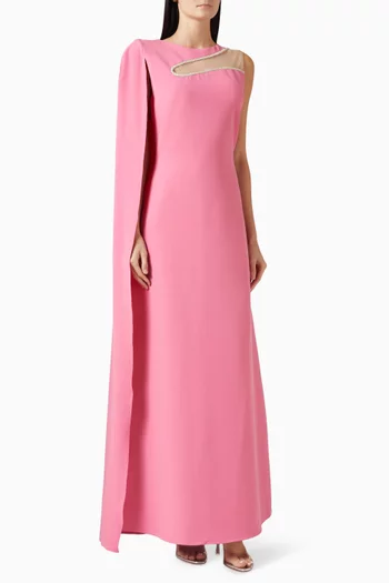 Slit Cape-style Maxi Dress