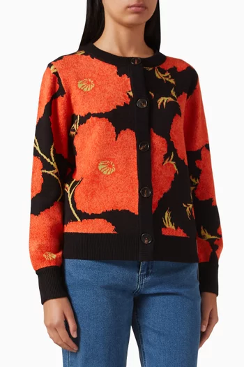 كارديغان بنقشة زهور الخشخاش