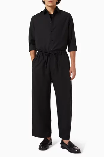 Barrel-leg Drawstring Pants in Cotton-blend