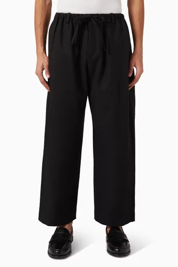 Barrel-leg Drawstring Pants in Cotton-blend