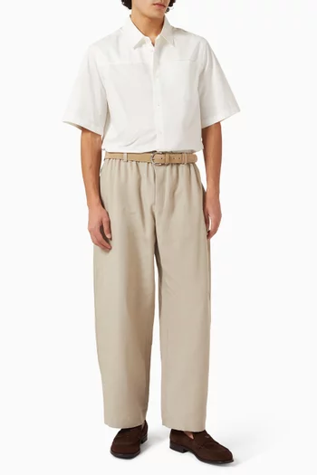 Panelled Pinstriped Shirt in Cotton