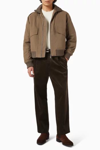 Pleated Straight-leg Pants in Corduroy
