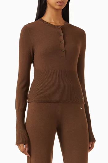 سترة بأزرار منسوجة من مزيج مارينو