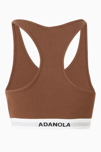 حمالة صدر بتصميم رياضي وشريط بشعار الماركة قماش مضلع