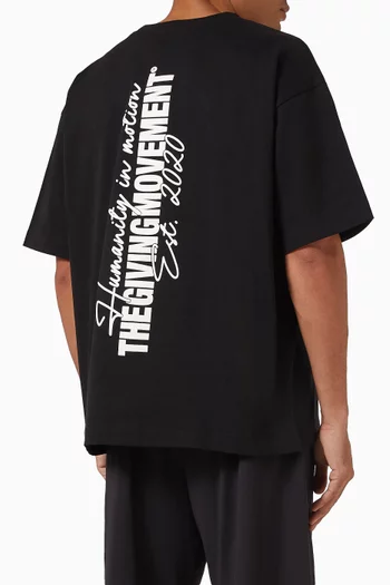 Oversized Vertical Print T-shirt in Organic Cotton Jersey