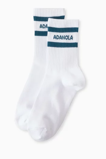 Logo Stripe Socks in Organic Cotton Blend