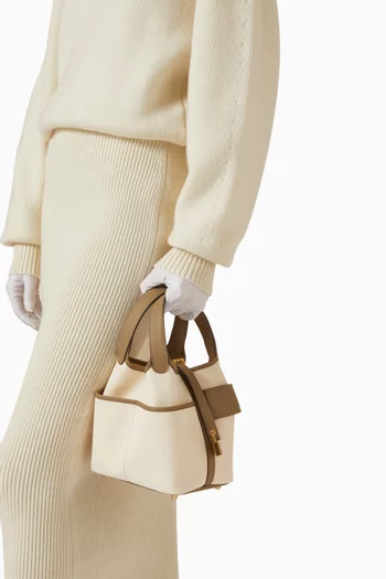 Unused Picotin 18 Cargo Bag in Toile Goeland Canvas & Veau Swift Leather