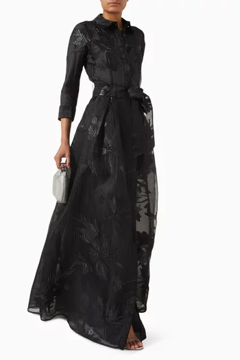 Floral Shirt Gown in Crinkle Organza
