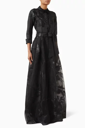 Floral Shirt Gown in Crinkle Organza