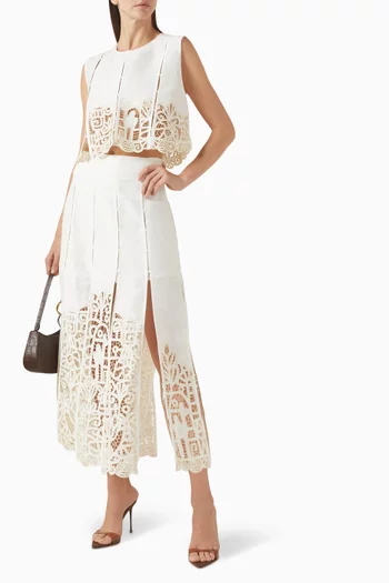 تنورة روزماري مزينة بتطريزات مزيج كتان