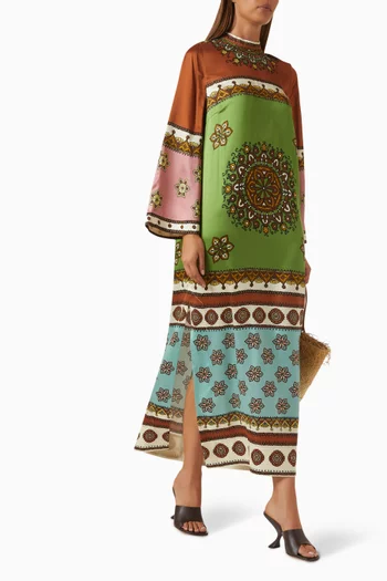 فستان كونتينا متوسط الطول حرير