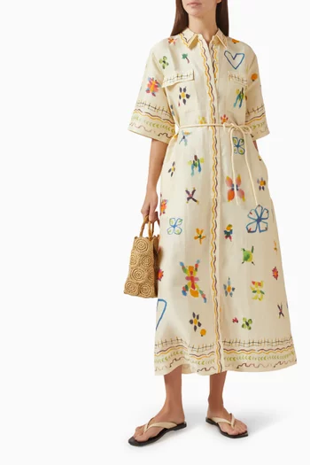 Sidi Belted Shirtdress in Linen Blend