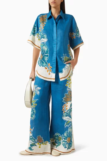 قميص لودا مزين بنقشة كتان