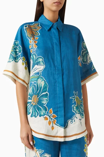 قميص لودا مزين بنقشة كتان