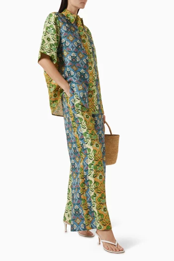 قميص آلي مزين بنقشات مختلفة كتان