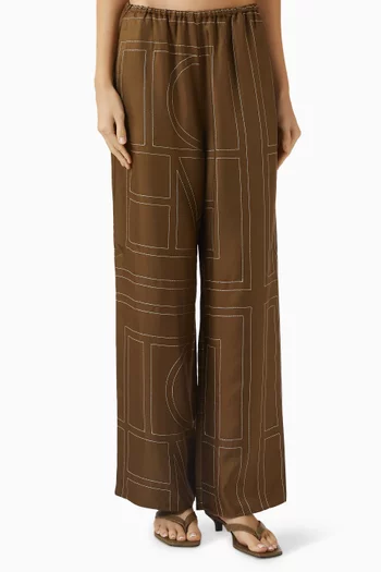 Monogram Pyjama Pants in Silk