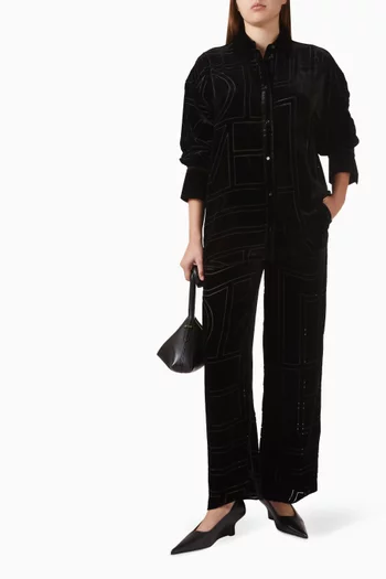 Oversized Devore Shirt in Viscose Blend