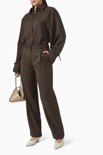Pleat Straight-leg Pants in Wool