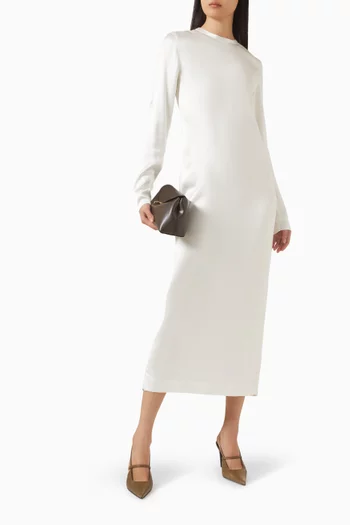 Long-sleeve Maxi Dress in Satin