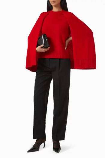 بلوزة بنمط كاب وفتحة رقبة مستديرة نسيج كشمير