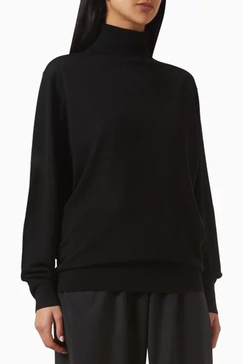 سترة بياقة عالية صوف مارينو