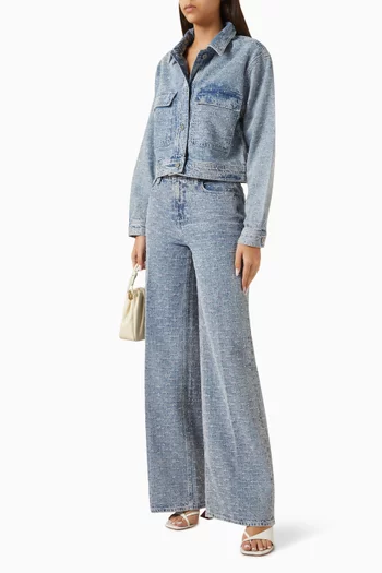 جاكيت مطرز بالكريستال دينم