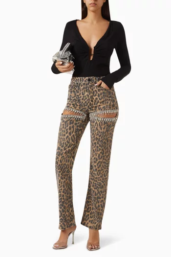 بنطال جينز جود ايكون بقصة ساق مستقيمة مطرز بماس دينم