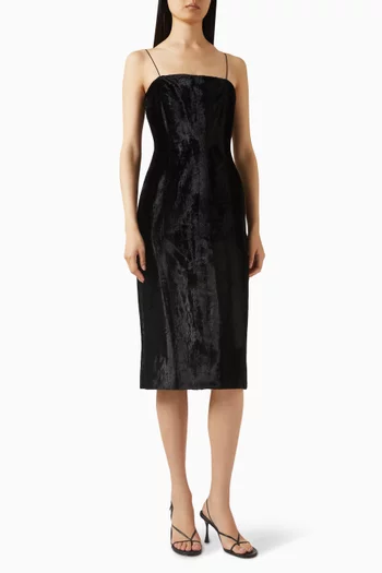 Fitted Midi Dress in Faux Pony Hide