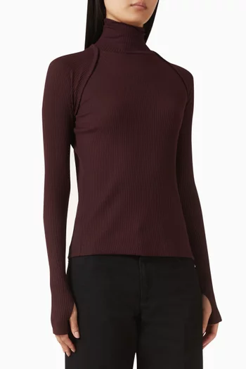 Shrug Turtleneck Top in Cotton Blend