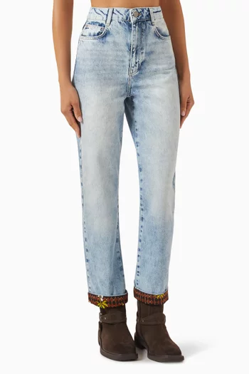 Turn-up Straight-leg Jeans in Denim