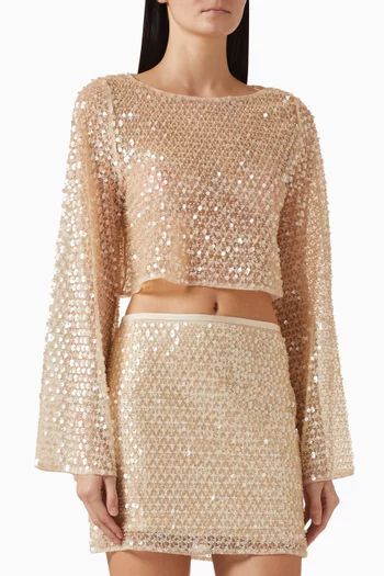 Everly Sequin-embellished Top in Mesh