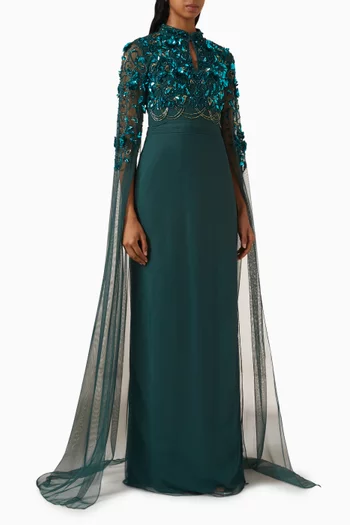 فستان سهرة روتشيل بكاب وتطريزات