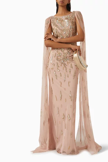 Melissa Embellished Cape Gown
