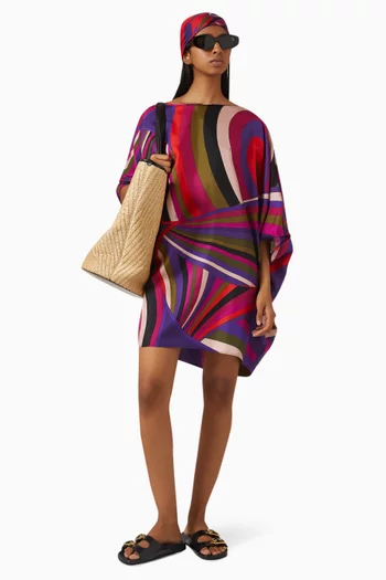 قفطان قصير مزين بنقشة حرير تويل