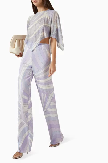 بلوزة قصيرة مزينة بنقشة جيرسيه