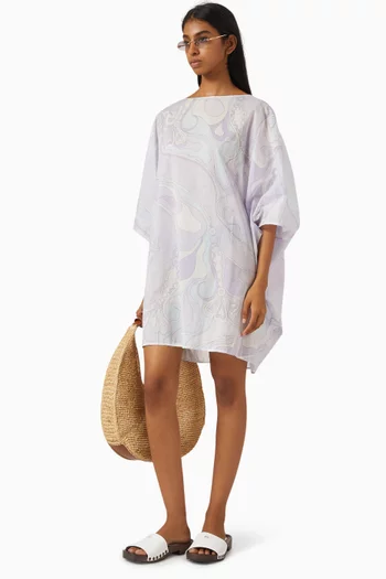 قفطان قصير بنقشة اوركيدي قطن موسلين