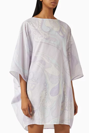 قفطان قصير بنقشة اوركيدي قطن موسلين