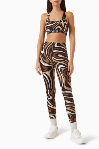 Marmo-print Sports Bra in Lycra