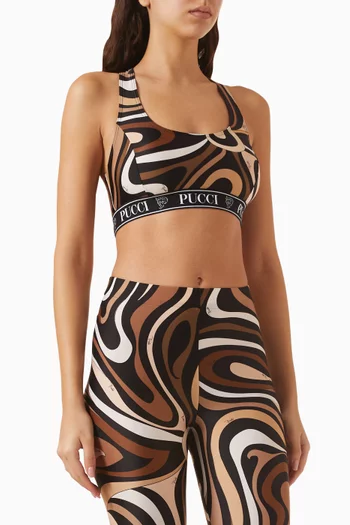 Marmo-print Sports Bra in Lycra